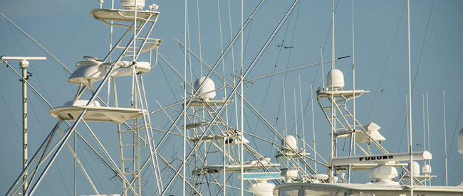 Deep sea fishing boats tuna towers and crows nests